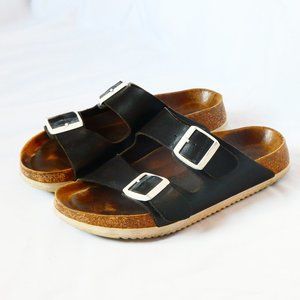 Birkenstocks, size 38, in EUC! Wood toned & black